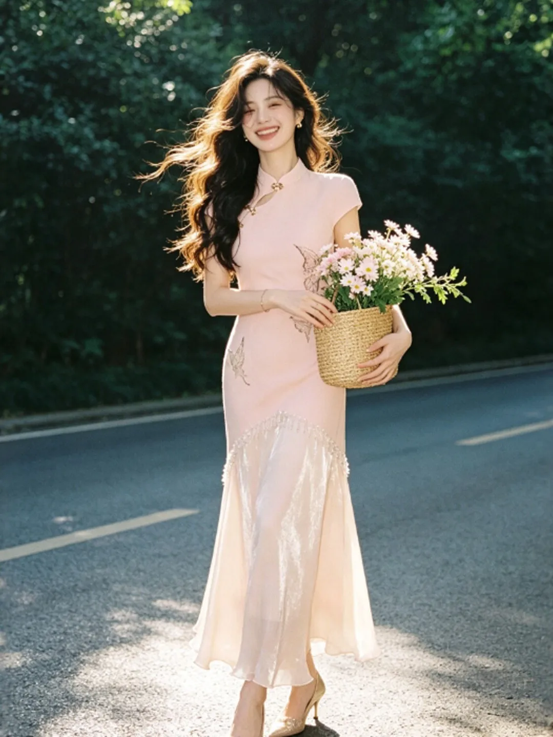 New Chinese Style Pink Floral 3D Dress Unique Beautiful Gentle Personality Improved Summer Dress Polyester Fiber
New Chinese Style Pink Floral 3D Dress Unique Beautiful Gentle Personality Improved Summer Dress Polyester Fiber