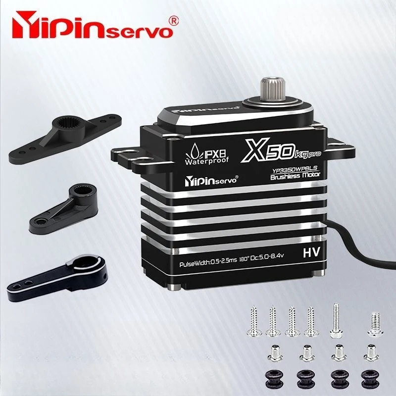 GX Yipin X50 Pro 50KG Large Torque Brushless Motor Waterproof Digital PWM Control RC Servo 8.4V for 1/8 1/10 RC Cars/Crawlers
GX Yipin X50 Pro 50KG Large Torque Brushless Motor Waterproof Digital PWM Control RC Servo 8.4V for 1/8 1/10 RC Cars/Crawlers