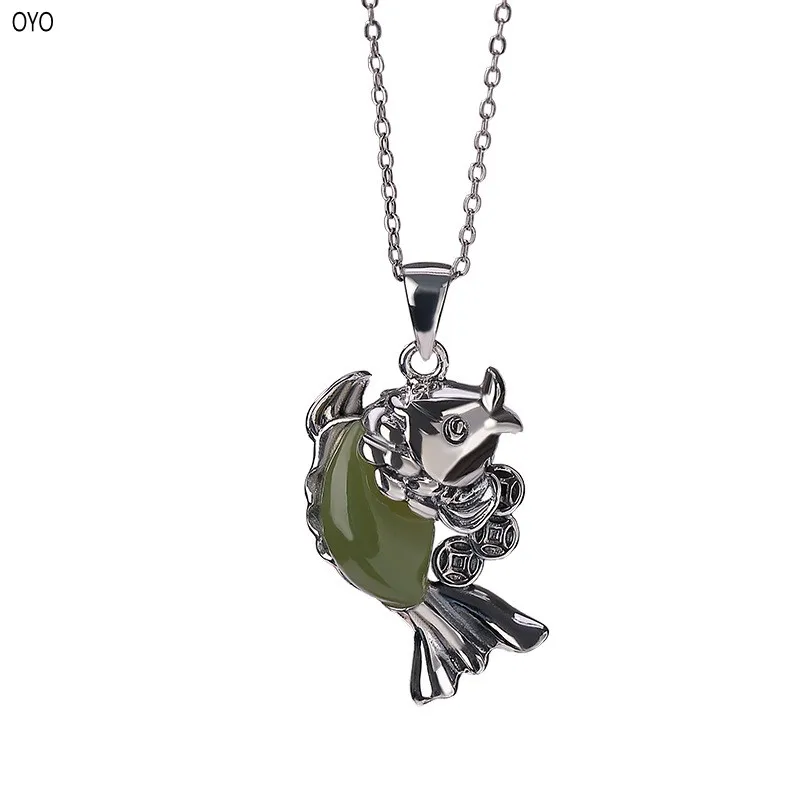 100%s925 Sterling Silver Natural Hetian Qingyu personalized carp Coin Pendant with retro design
100%s925 Sterling Silver Natural Hetian Qingyu personalized carp Coin Pendant with retro design