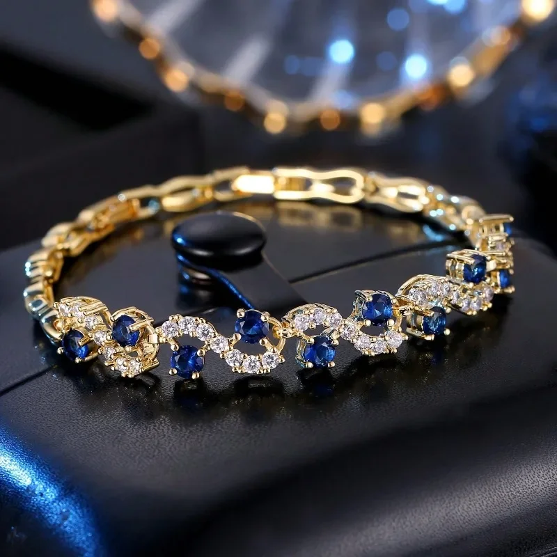 1pc Blue High-Quality Zirconia Inlaid Gold Color Bracelet, Luxurious, Elegant, Suitable for Daily Wear or Gifting
1pc Blue High-Quality Zirconia Inlaid Gold Color Bracelet, Luxurious, Elegant, Suitable for Daily Wear or Gifting