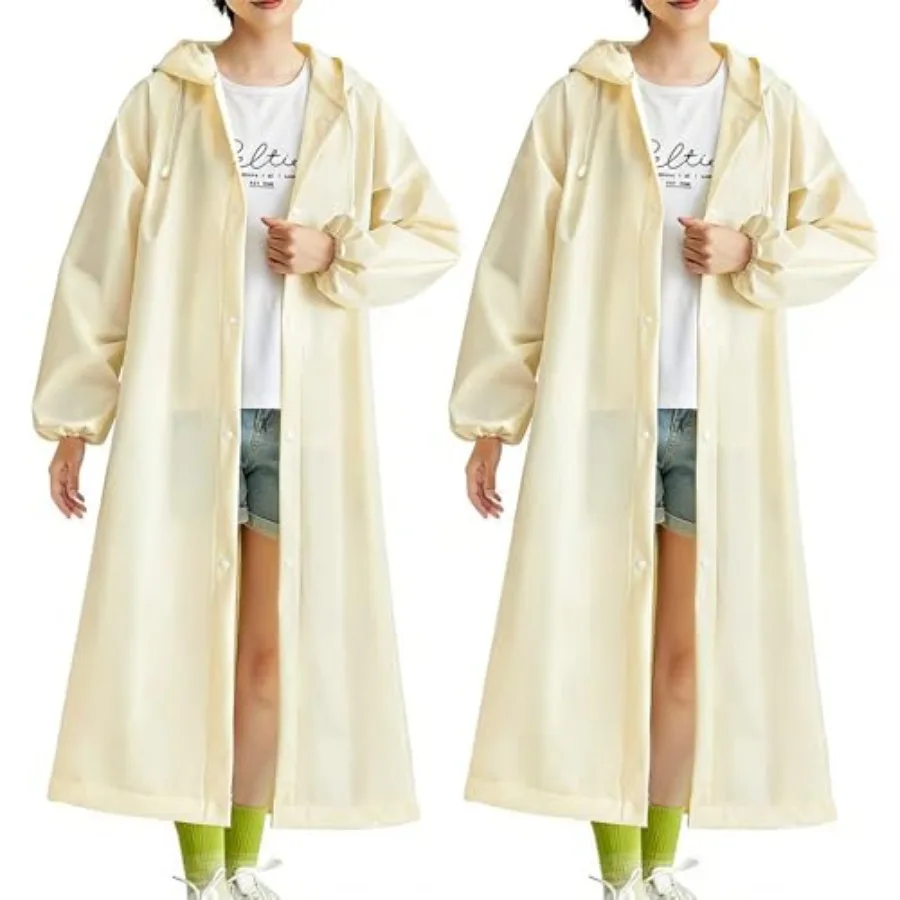 Rain Ponchos for Adults, 2 Pcs Reusable Raincoats for Women and Men with Hood and Drawstring
Rain Ponchos for Adults, 2 Pcs Reusable Raincoats for Women and Men with Hood and Drawstring