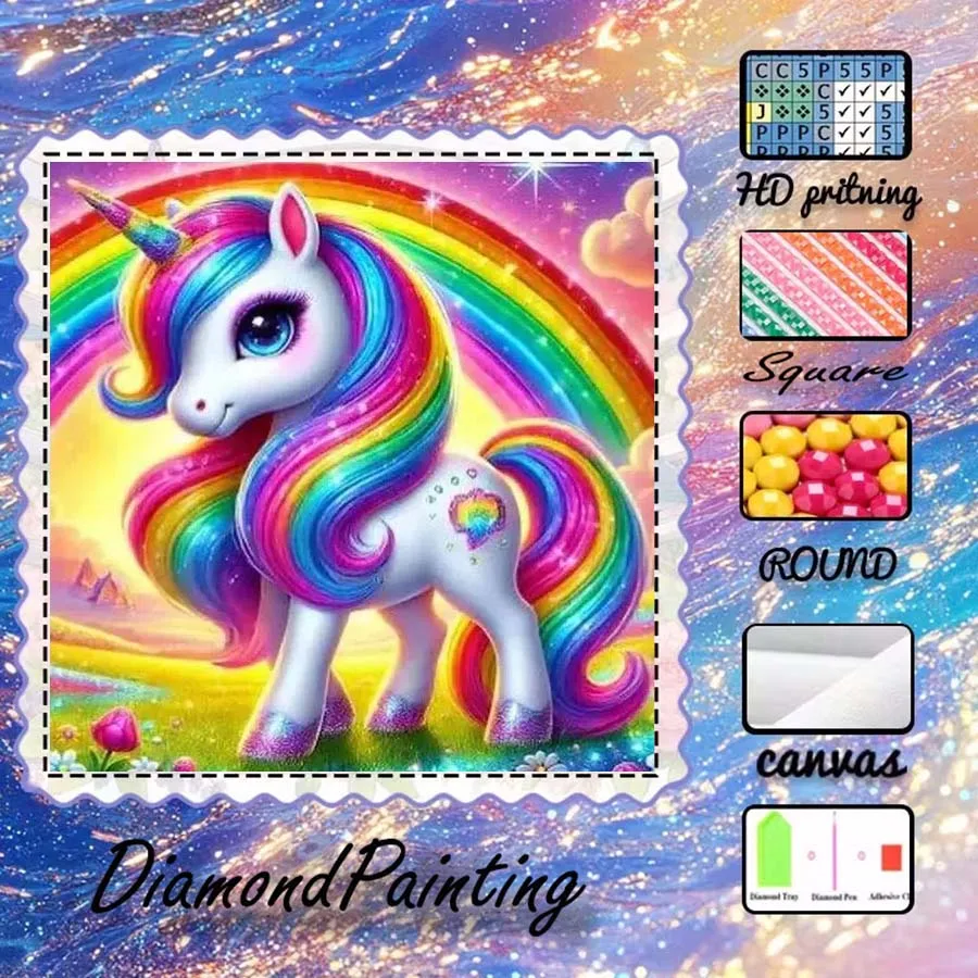 1 piece 5D DIY flocking cloth, special drill, diamond painting kit, unicorn, rainbow, pattern mosaic, diamond art
1 piece 5D DIY flocking cloth, special drill, diamond painting kit, unicorn, rainbow, pattern mosaic, diamond art