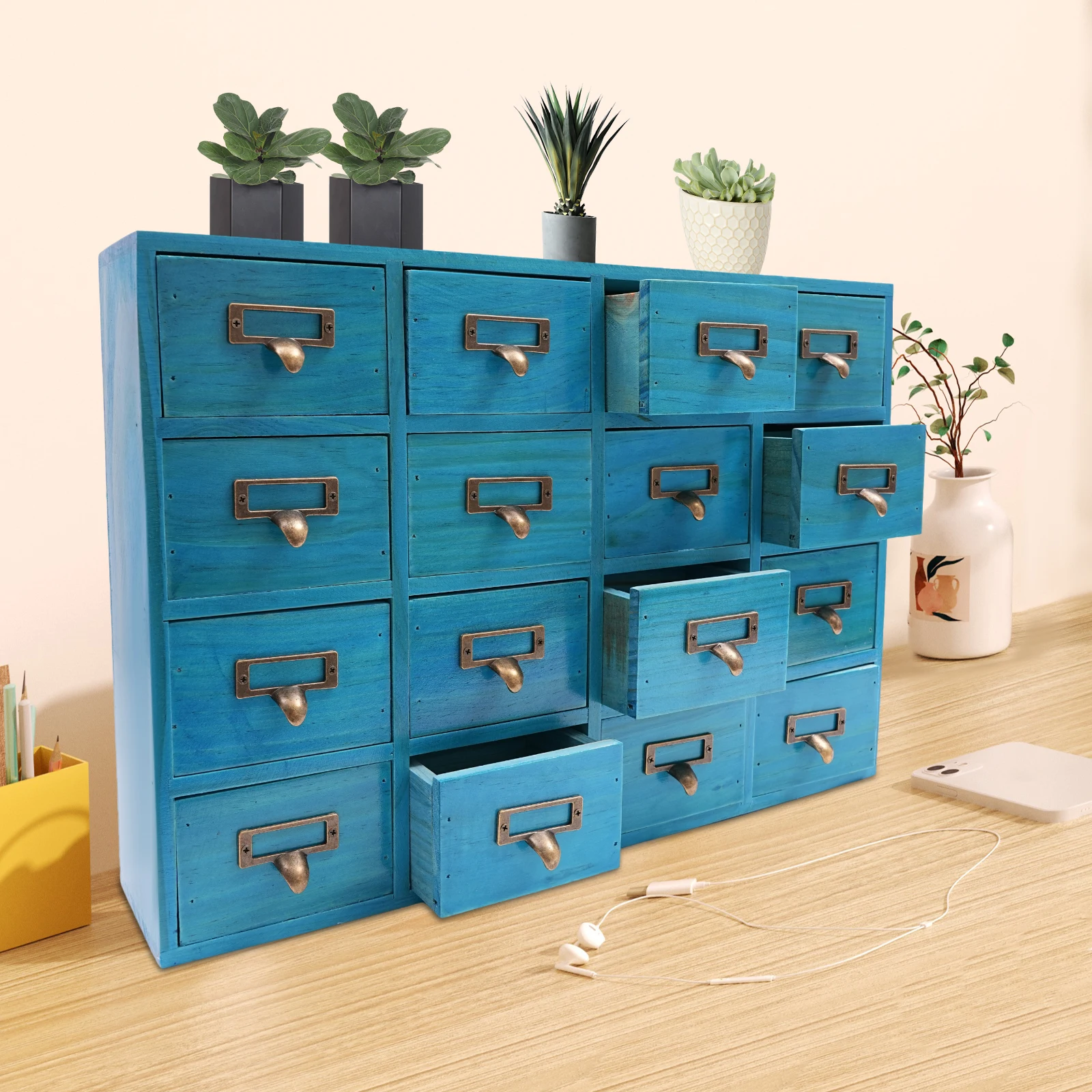 Wooden Apothecary Cabinet, 16 Drawers, Library Card Catalogue Cabinet, Medicine Cabinet, Herb Storage Box, Blue
Wooden Apothecary Cabinet, 16 Drawers, Library Card Catalogue Cabinet, Medicine Cabinet, Herb Storage Box, Blue