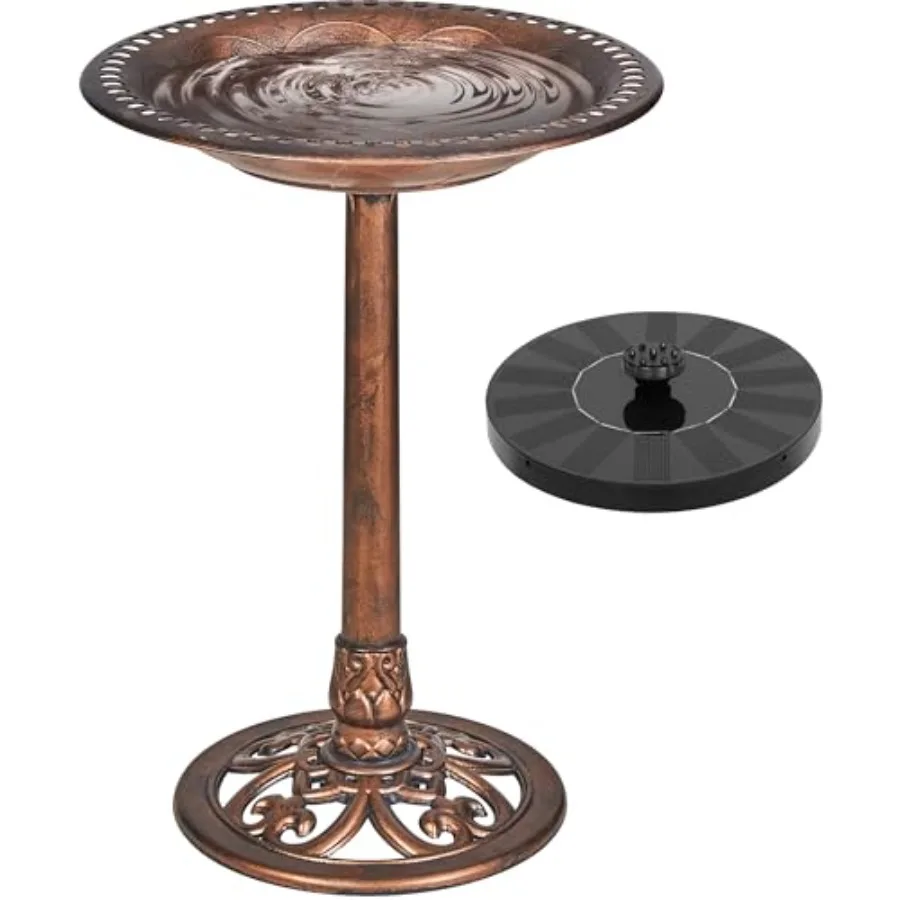28" Pedestal Outdoor Bird Bath with Solar Powered Fountain for Outside, Vintage Bronze Polyresin Lightweight Antique, Yard/Gard
28" Pedestal Outdoor Bird Bath with Solar Powered Fountain for Outside, Vintage Bronze Polyresin Lightweight Antique, Yard/Gard