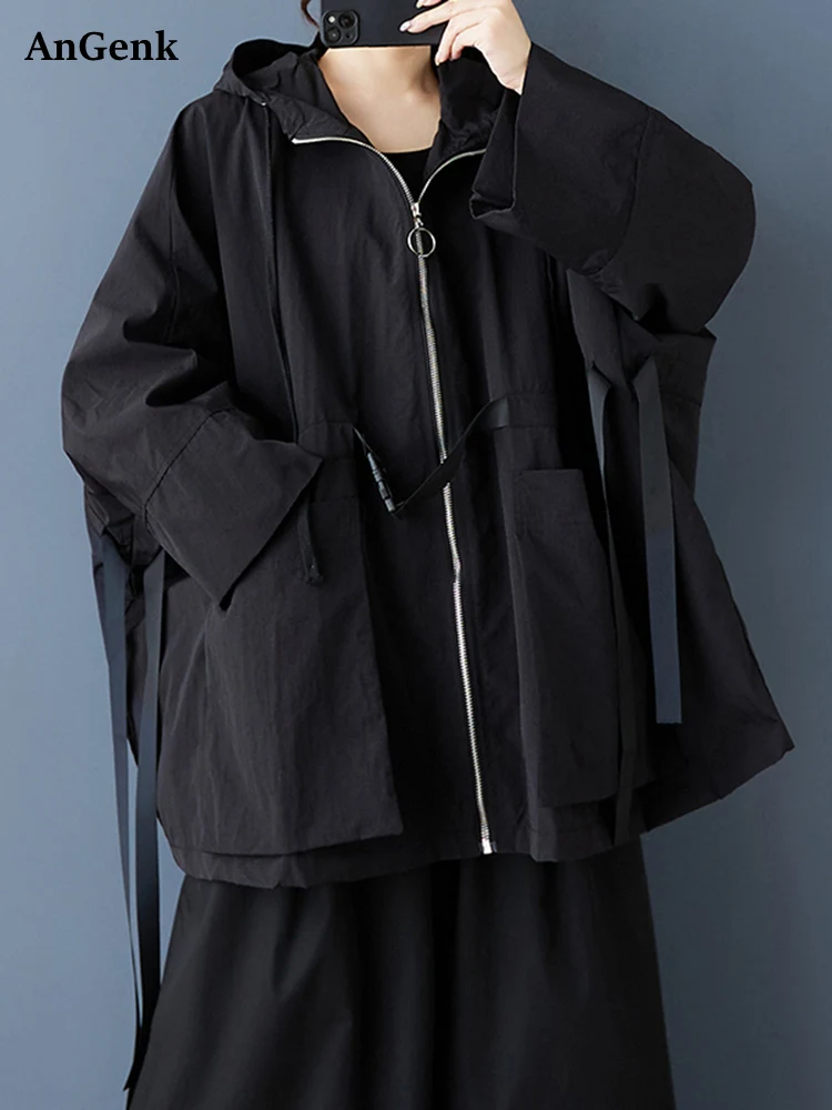 Black Vintage Oversized Hooded Jacket Women Coat Batwing Sleeve Pocket Spring Autumn New In Casual Loose Fashion Outerwear 2025
Black Vintage Oversized Hooded Jacket Women Coat Batwing Sleeve Pocket Spring Autumn New In Casual Loose Fashion Outerwear 2025