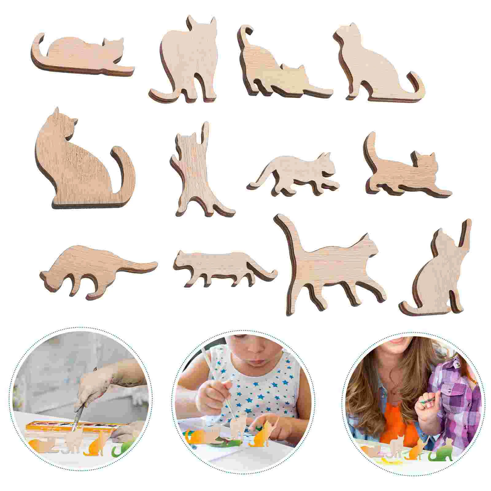 12 Pcs Decorate Wooden Cat Chips Child Decorations Hanging Swirls Kitten Party Unfinished
12 Pcs Decorate Wooden Cat Chips Child Decorations Hanging Swirls Kitten Party Unfinished
