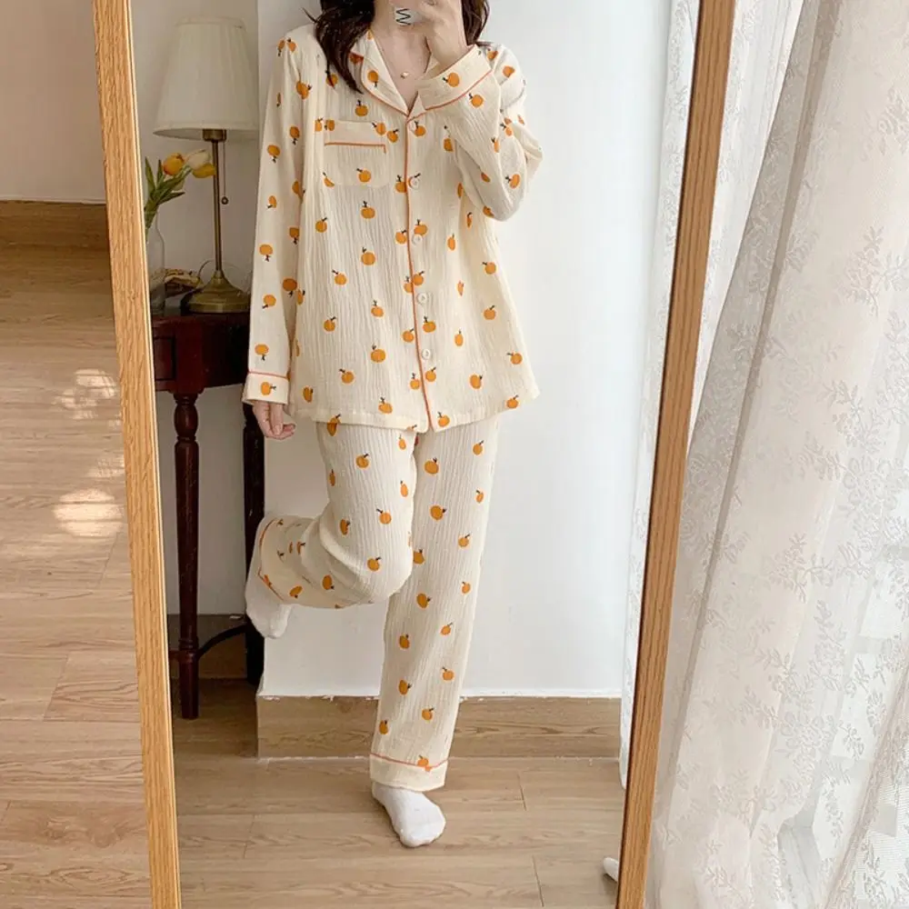 Fashion V-neck Fruits Pajamas Suit Sweet Loose Orange Nightdress Set Short-sleeves Homewear Two Piece Nightwear Home
Fashion V-neck Fruits Pajamas Suit Sweet Loose Orange Nightdress Set Short-sleeves Homewear Two Piece Nightwear Home