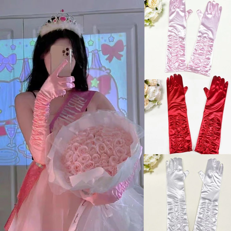 38cm Women's Long Satin Ruched Gloves Elegant Opera Wedding Bridal Evening Party Elasticity Cosplay Stage Performance
38cm Women's Long Satin Ruched Gloves Elegant Opera Wedding Bridal Evening Party Elasticity Cosplay Stage Performance