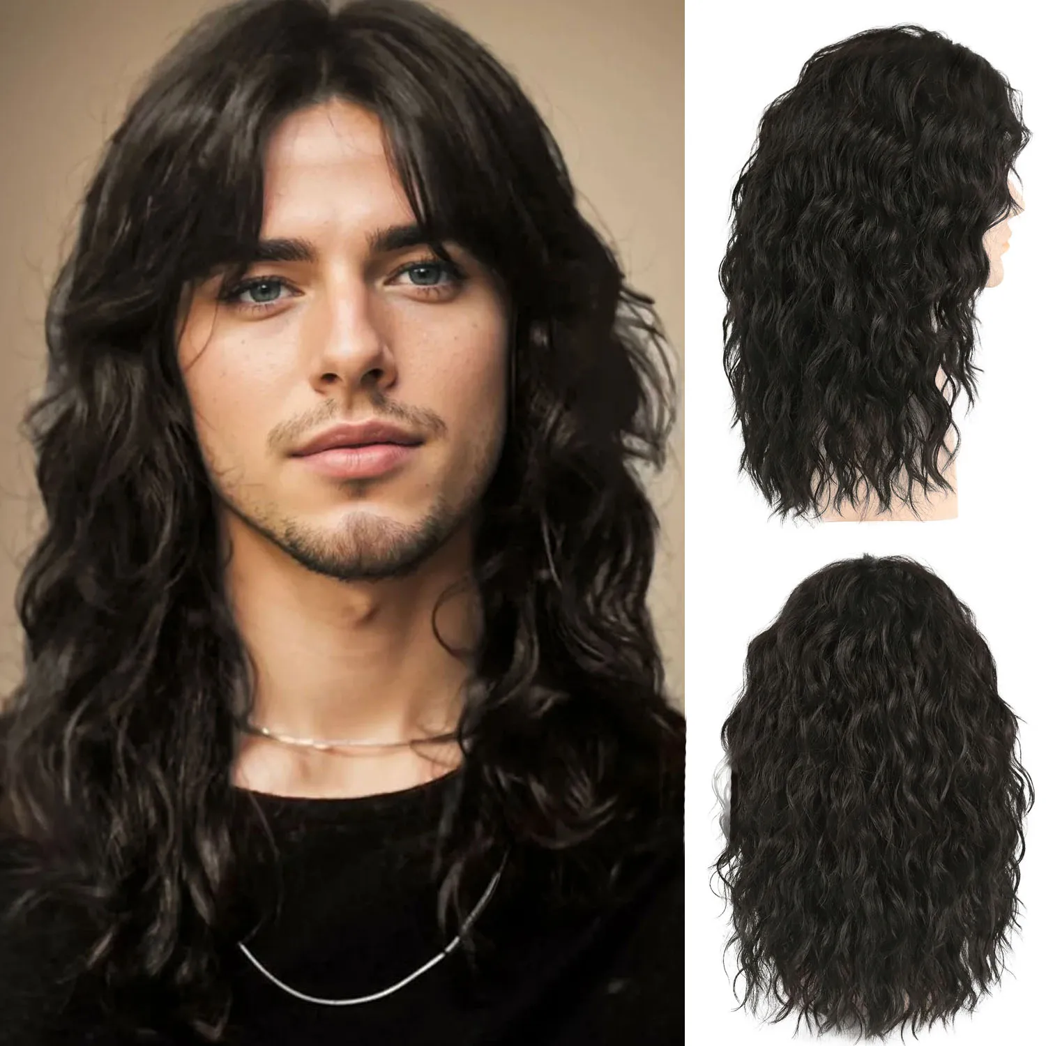 Synthetic Natural Hairstyle Dark Brown Wig Long Curly Hair for Men Daily Use Rock Wig with Bangs Gift Outfits Costume Party Wigs
Synthetic Natural Hairstyle Dark Brown Wig Long Curly Hair for Men Daily Use Rock Wig with Bangs Gift Outfits Costume Party Wigs