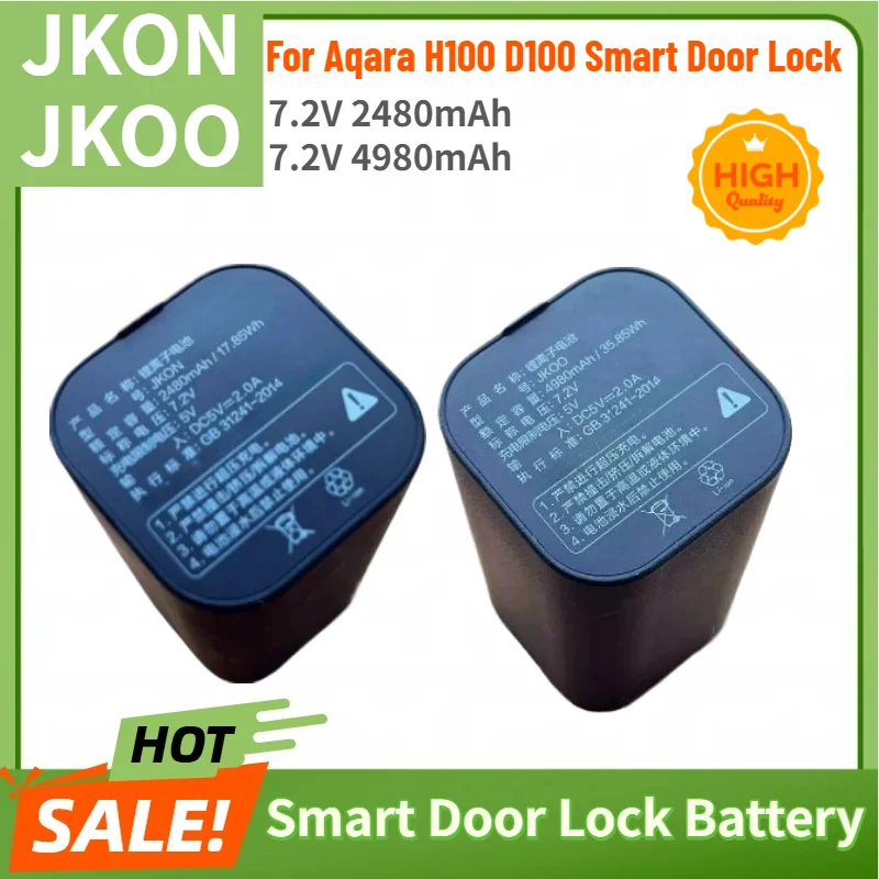 High Quality JKON JKOO Battery 7.2V 2480mAh 4980mAh for Aqara H100 D100 Smart Door Lock Brand New Replacement Battery
High Quality JKON JKOO Battery 7.2V 2480mAh 4980mAh for Aqara H100 D100 Smart Door Lock Brand New Replacement Battery