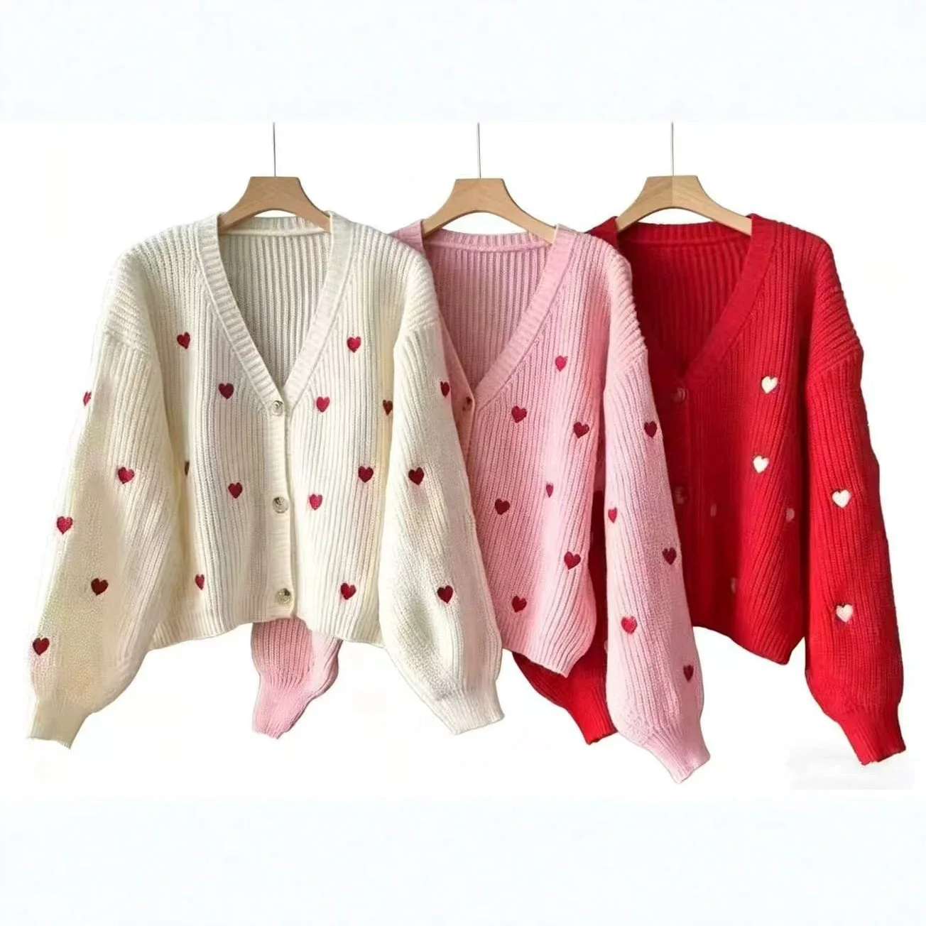 26 Knitted Top Autumn and Winter Women's Clothing Fashion Red Heart Jacquard V-neck Sweater Women's Versatile Long-sleeved Outer
26 Knitted Top Autumn and Winter Women's Clothing Fashion Red Heart Jacquard V-neck Sweater Women's Versatile Long-sleeved Outer