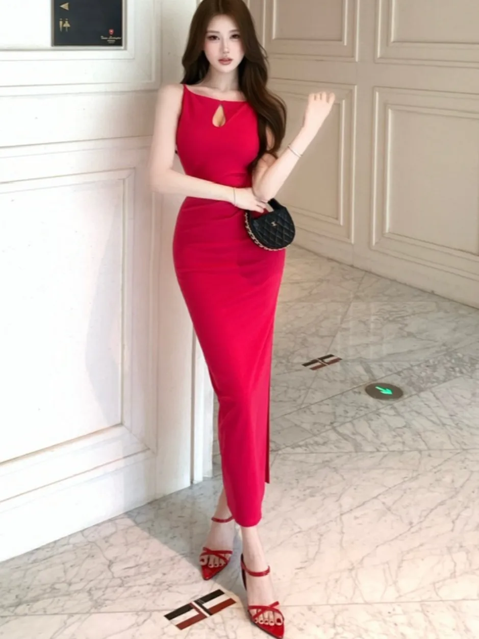 Elegant Red Sleeveless Women's Dress High Waist Slimming Mid-Length Skirt City Walk Suitable All Seasons High Quality Fabric
Elegant Red Sleeveless Women's Dress High Waist Slimming Mid-Length Skirt City Walk Suitable All Seasons High Quality Fabric