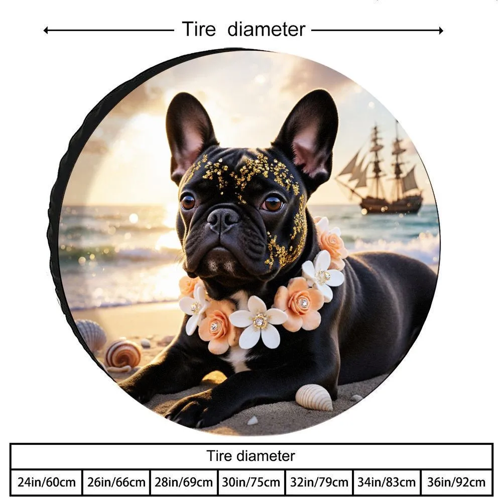 French Bulldog Tire Cover Dog Ocean Scene Polyester Spare Wheel Protector Durable Accessory
French Bulldog Tire Cover Dog Ocean Scene Polyester Spare Wheel Protector Durable Accessory