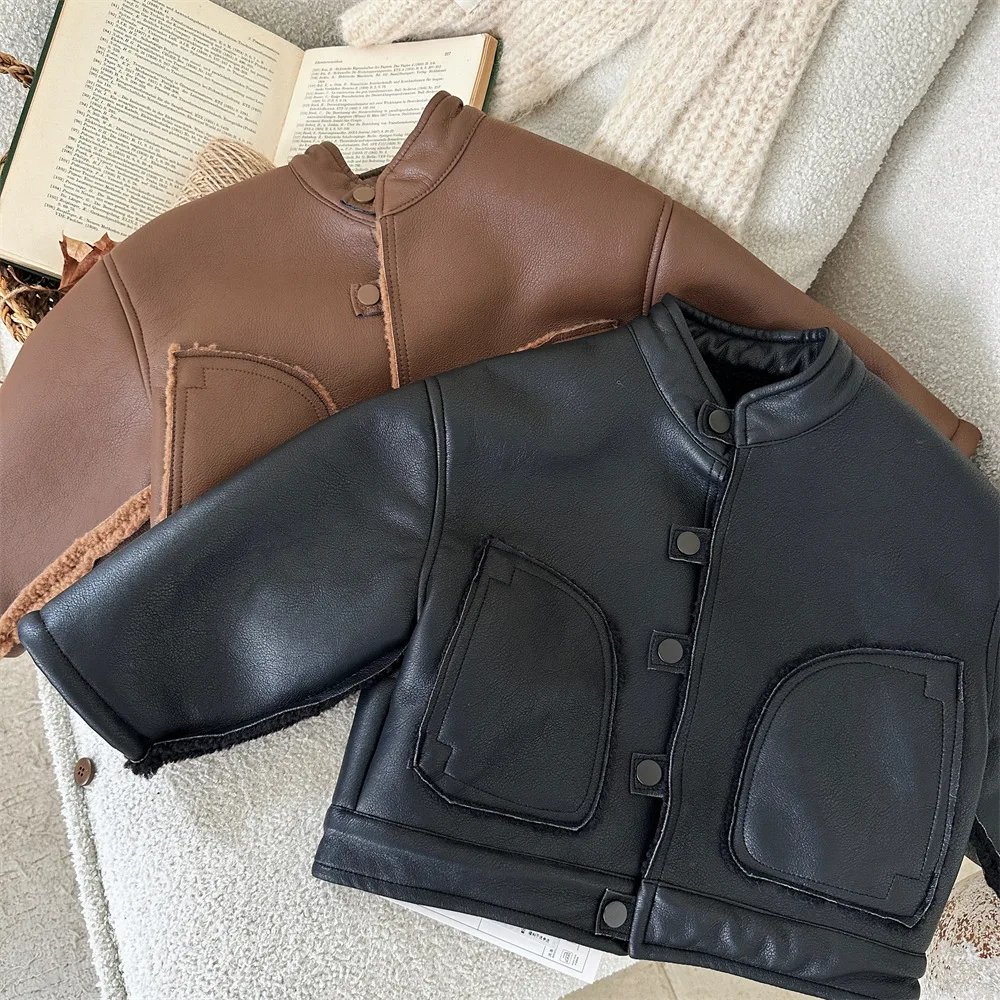 Children's Clothing Retro Children's Fleece-lined Leather Coat Warm Jacket For Boys And Girls
Children's Clothing Retro Children's Fleece-lined Leather Coat Warm Jacket For Boys And Girls