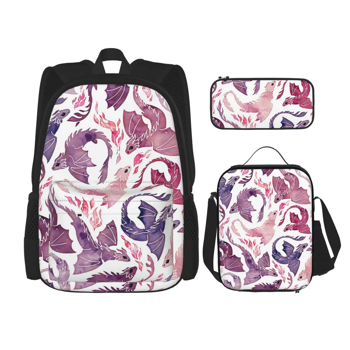 Dragon Fire Pink & Purple Backpacks Children Bookbag School Bags Rucksack Lunch Bag Pen Bag Three-Piece Set
Dragon Fire Pink & Purple Backpacks Children Bookbag School Bags Rucksack Lunch Bag Pen Bag Three-Piece Set