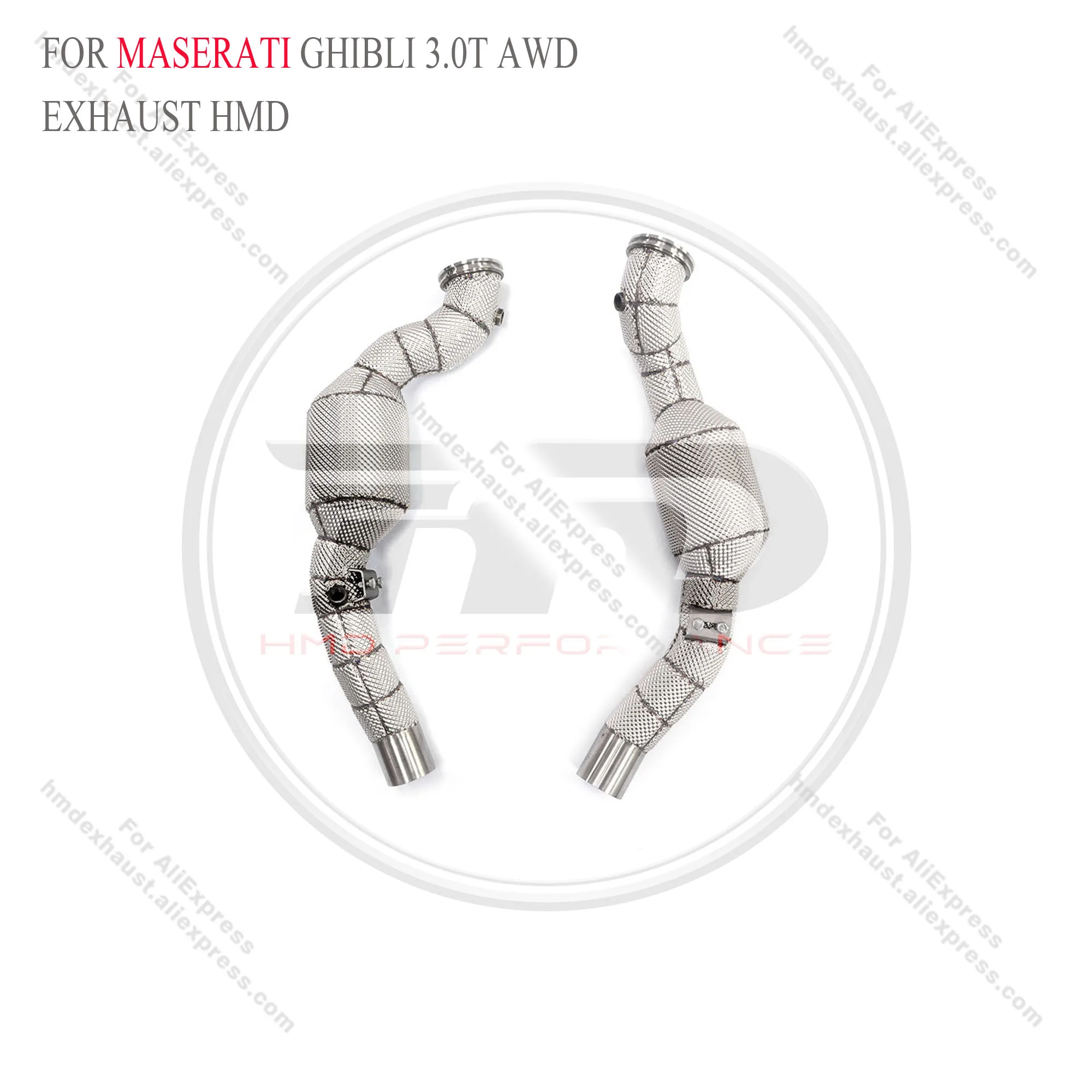 Downpipe for Maserati Ghibli 3.0T AWD With Heat Shield HMD Exhaust System Performance Quality certification 
Downpipe for Maserati Ghibli 3.0T AWD With Heat Shield HMD Exhaust System Performance Quality certification