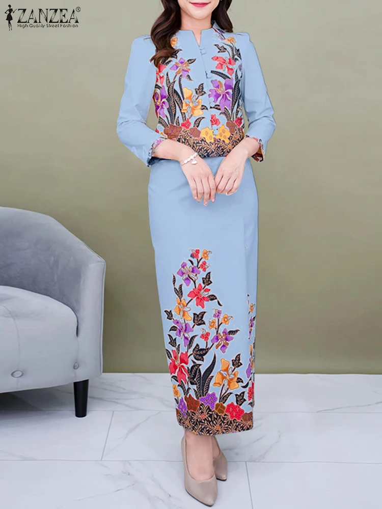 2025 ZANZEA Elegant Printed Long Dress Sets V Neck 3/4 Sleeve Shirts Maxi Skirts Fashion Lady Work Party Matching Sets Oversized
2025 ZANZEA Elegant Printed Long Dress Sets V Neck 3/4 Sleeve Shirts Maxi Skirts Fashion Lady Work Party Matching Sets Oversized