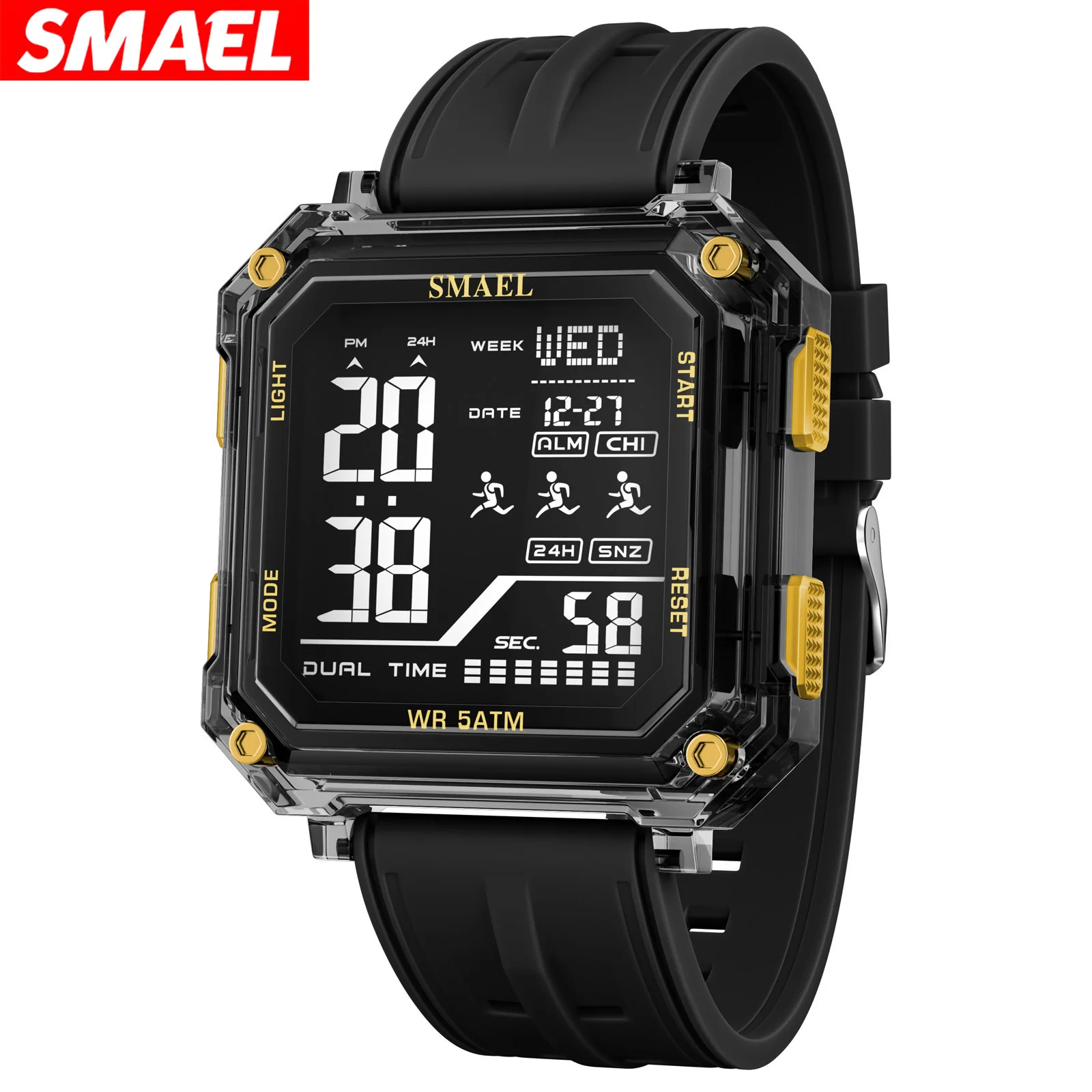 Smael square dial digital compact men's and women's student casual fashion stopwatch alarm sports watch
Smael square dial digital compact men's and women's student casual fashion stopwatch alarm sports watch