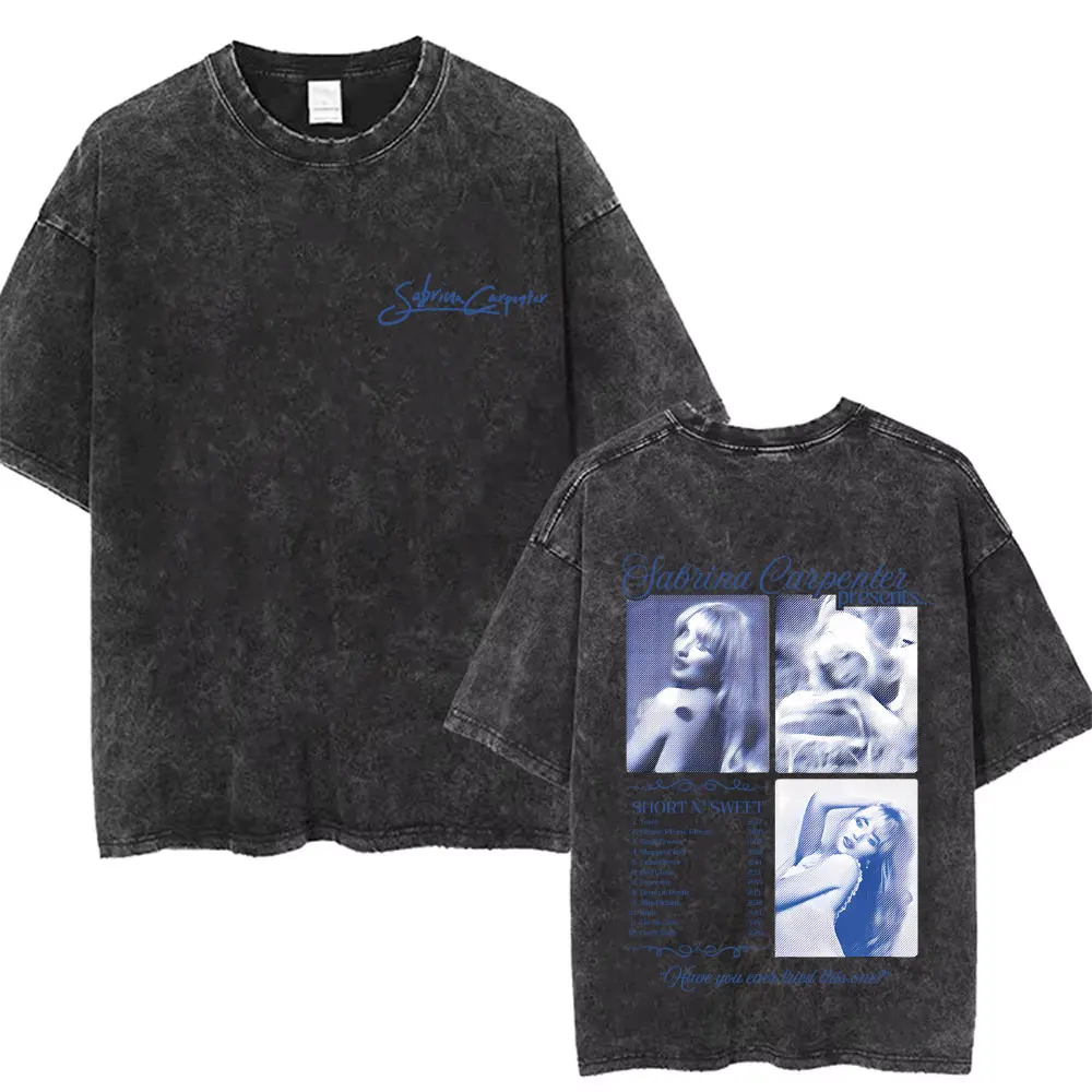 Vintage Washed Sabrina Carpenter Album Short N' Sweet T-shirt Male Fashion Streetwear Men Women's Pop Music Oversized T Shirts
Vintage Washed Sabrina Carpenter Album Short N' Sweet T-shirt Male Fashion Streetwear Men Women's Pop Music Oversized T Shirts