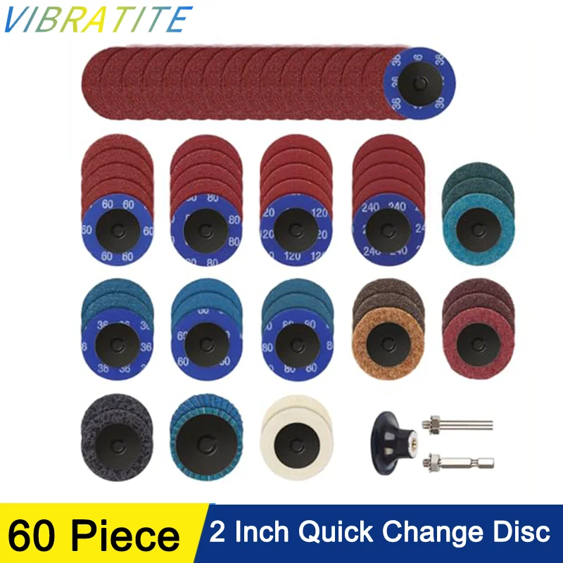2 inch Quick Change Disc 60 Pcs with 1/4 inch Holder Surface Conditioning Disc for Grind Polish Burr Finish Rust Paint Removal
2 inch Quick Change Disc 60 Pcs with 1/4 inch Holder Surface Conditioning Disc for Grind Polish Burr Finish Rust Paint Removal