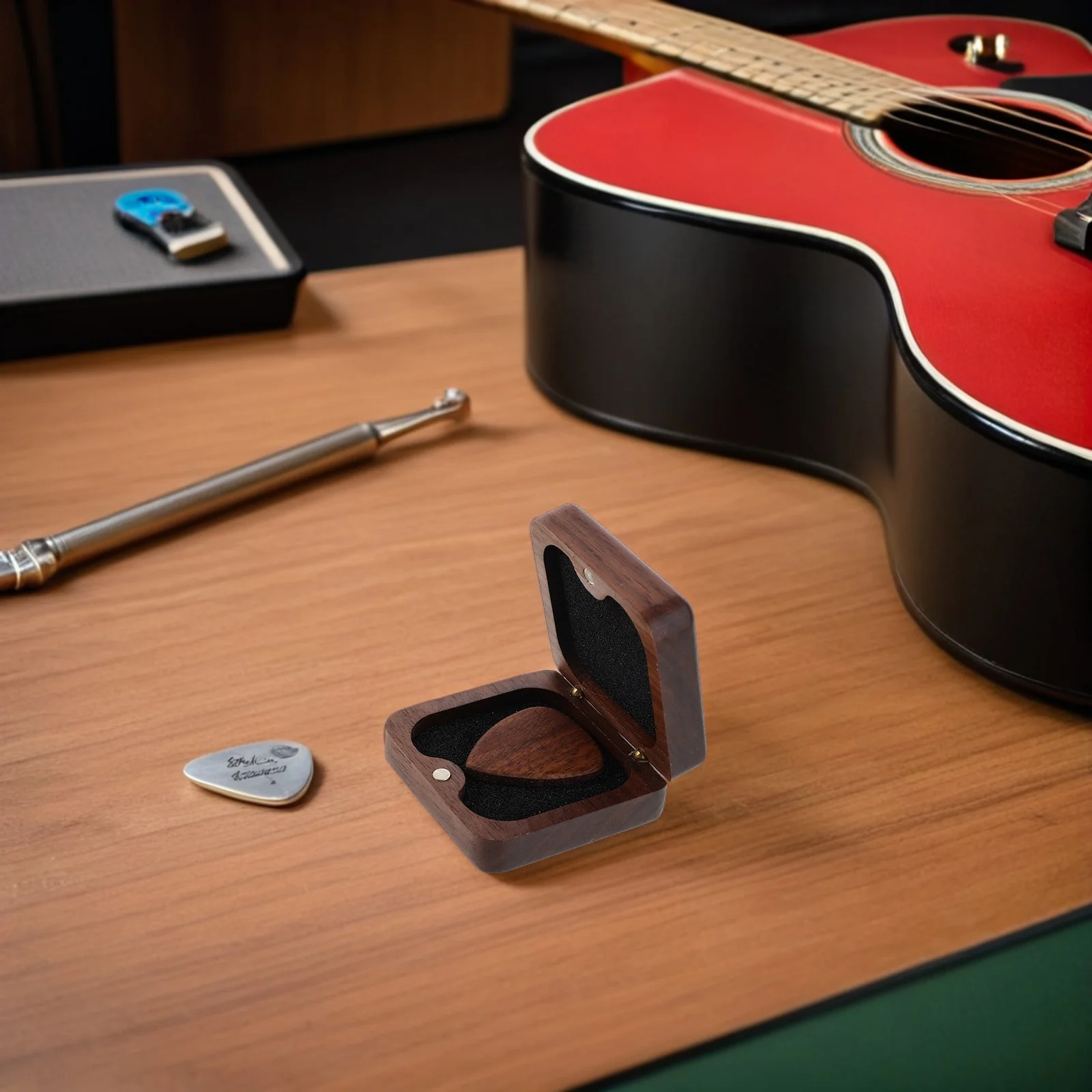 1 Set Wooden Guitar Solid Walnut Acoustic Bass Plectrums Mini Thumb Picks For Ukulele Banjo Beginners Portable Case Included
1 Set Wooden Guitar Solid Walnut Acoustic Bass Plectrums Mini Thumb Picks For Ukulele Banjo Beginners Portable Case Included