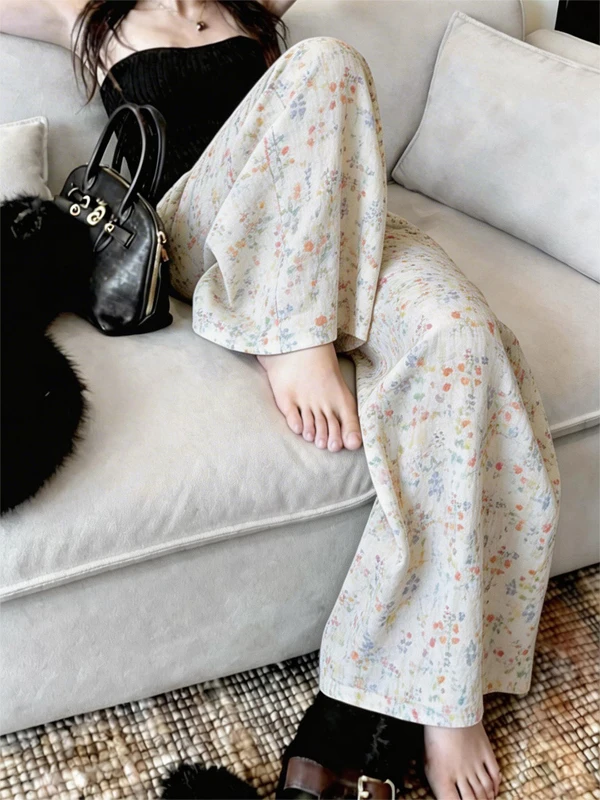 White Floral Casual Wide Leg Pants Women's Summer New Loose Lazy Drape High-End Straight Long Trousers Casual Style High Waist
White Floral Casual Wide Leg Pants Women's Summer New Loose Lazy Drape High-End Straight Long Trousers Casual Style High Waist