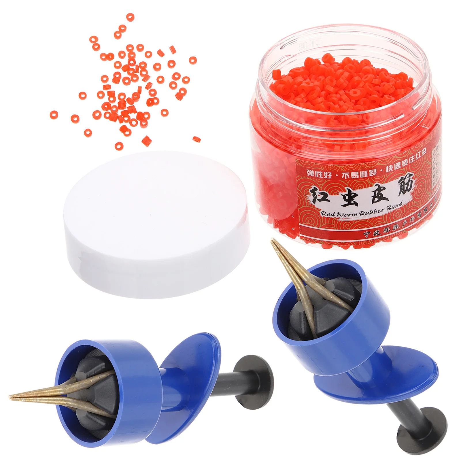 Fishing Bait Red Worm Rubber Band Set Weedless Hooks Crank Glow Dark Tool Blue Clamps
Fishing Bait Red Worm Rubber Band Set Weedless Hooks Crank Glow Dark Tool Blue Clamps