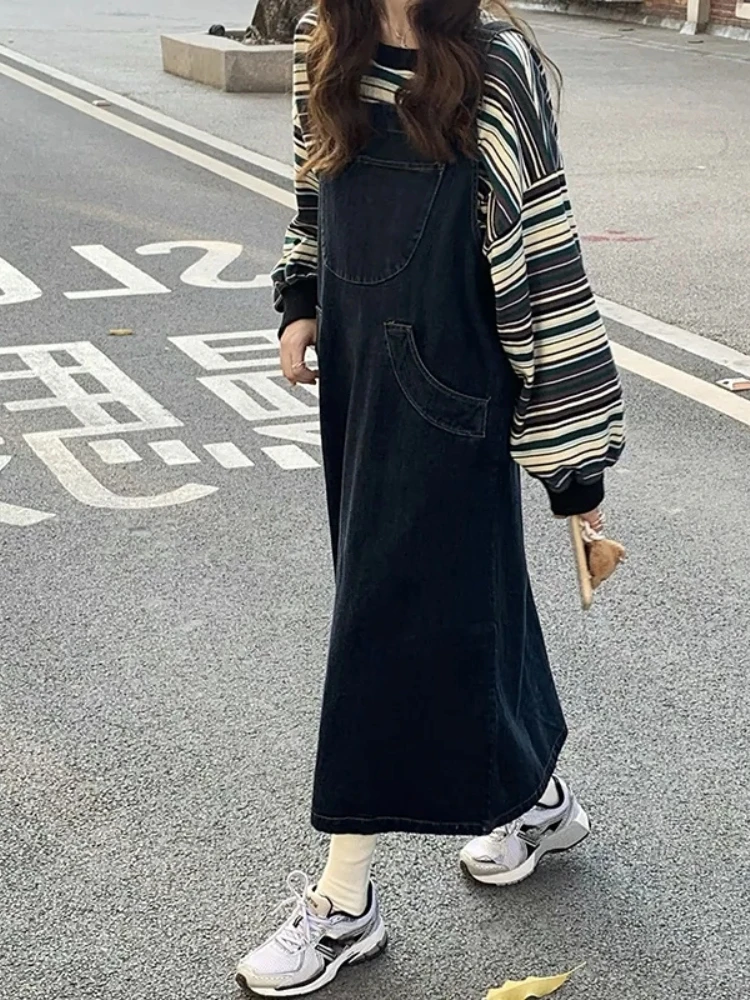 plus Size Denim Overalls Women's Loose Striped Sweatshirt And Skirt Two Piece Set Comfortable Casual Outfit for Autumn
plus Size Denim Overalls Women's Loose Striped Sweatshirt And Skirt Two Piece Set Comfortable Casual Outfit for Autumn