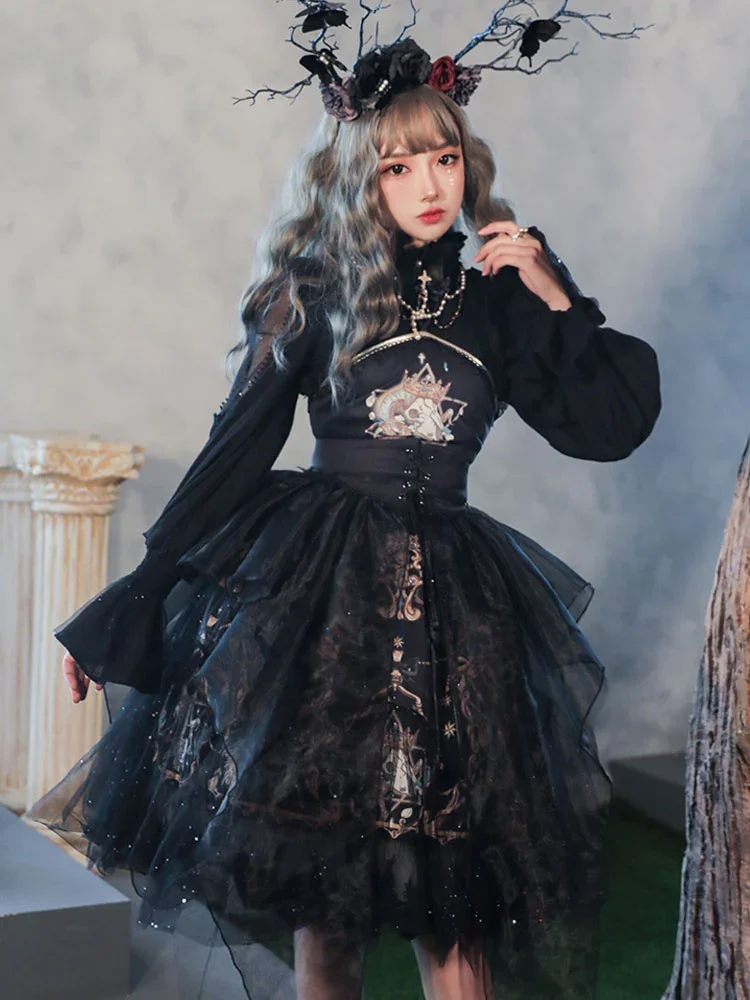 Gothic Lolita JSK Dress Black Sleeveless Chains Pearls Classical Lolita Jumper Skirts
Gothic Lolita JSK Dress Black Sleeveless Chains Pearls Classical Lolita Jumper Skirts