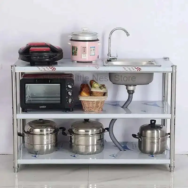 Commercial Storage Kitchen Sinks Stainless Steel Kitchen Accessories Balcony Garden Wash Basin with Bracket Three-tier Sink Rack
Commercial Storage Kitchen Sinks Stainless Steel Kitchen Accessories Balcony Garden Wash Basin with Bracket Three-tier Sink Rack