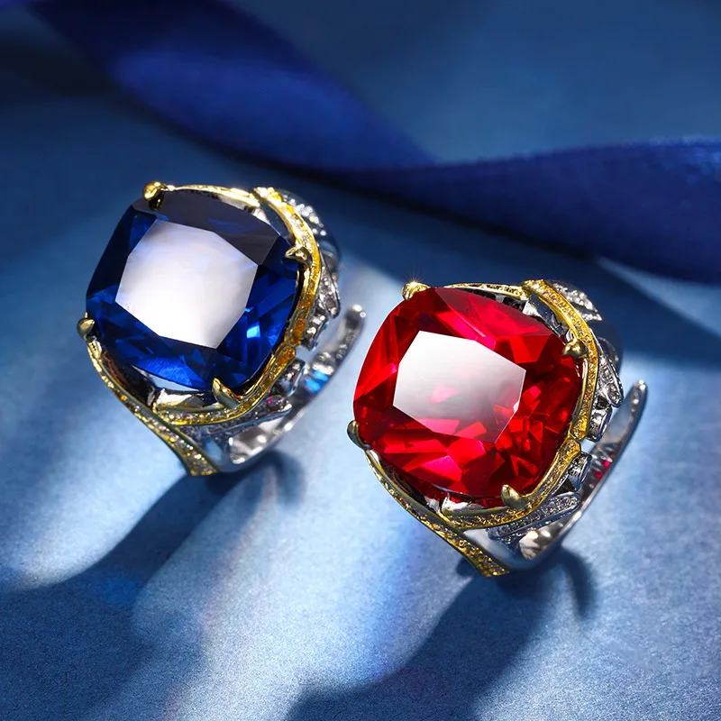 Exquisite 14*16mm Round Red Blue High Carbon Diamond Quality Macrame Adjustable Ring for Women Aesthetic Bride Jewelry Vintage
Exquisite 14*16mm Round Red Blue High Carbon Diamond Quality Macrame Adjustable Ring for Women Aesthetic Bride Jewelry Vintage