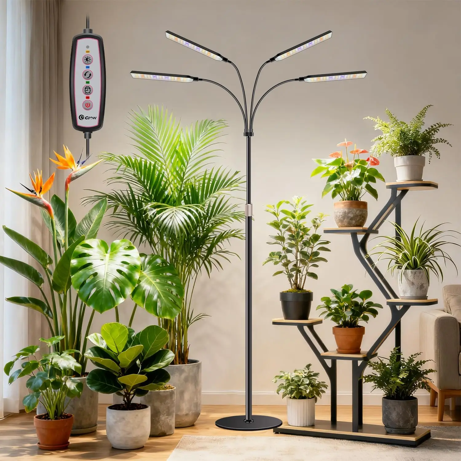 4-Head Full Spectrum Grow Light with Timer, Flexible Gooseneck, Height Adjustable for Indoor Plants
4-Head Full Spectrum Grow Light with Timer, Flexible Gooseneck, Height Adjustable for Indoor Plants