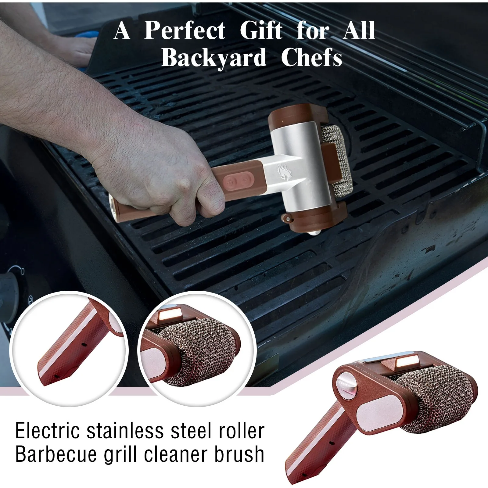 Rechargeable Electric Stainless Steel Roller Grill Cleaner Brush,Replaceable brush heads,Home Cleaning Tools bbq accessoires
Rechargeable Electric Stainless Steel Roller Grill Cleaner Brush,Replaceable brush heads,Home Cleaning Tools bbq accessoires