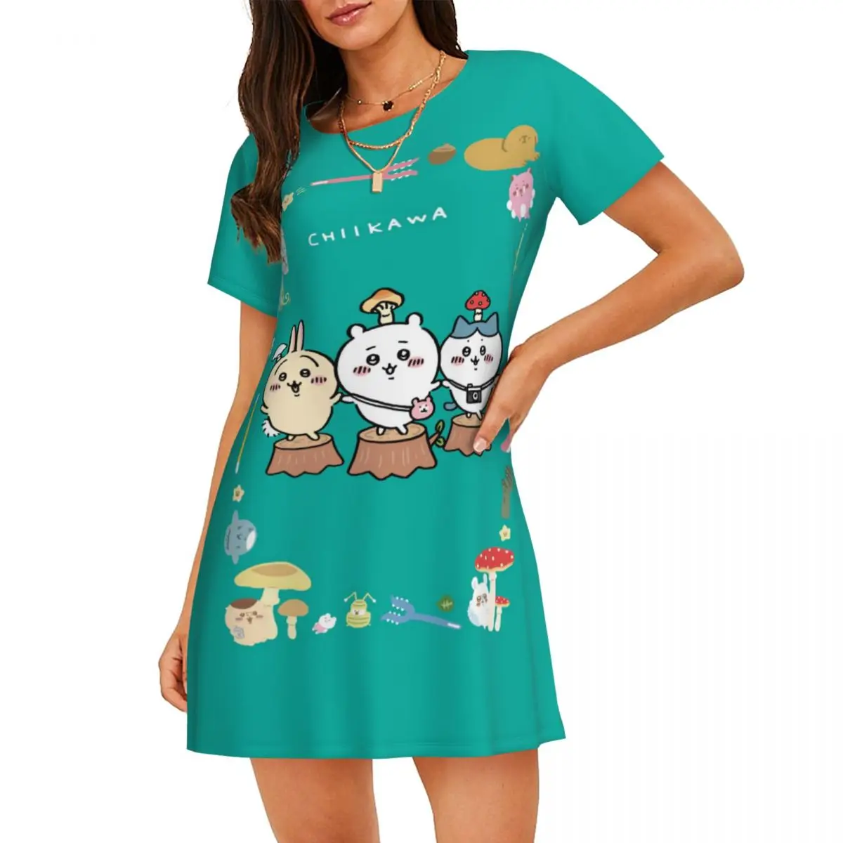 Custom C-chiikawas Anime Women Nightgown Sleepwear Short Sleeves 3D Print Manga For Vacations Travels Sleepdress Women's Pajamas
Custom C-chiikawas Anime Women Nightgown Sleepwear Short Sleeves 3D Print Manga For Vacations Travels Sleepdress Women's Pajamas