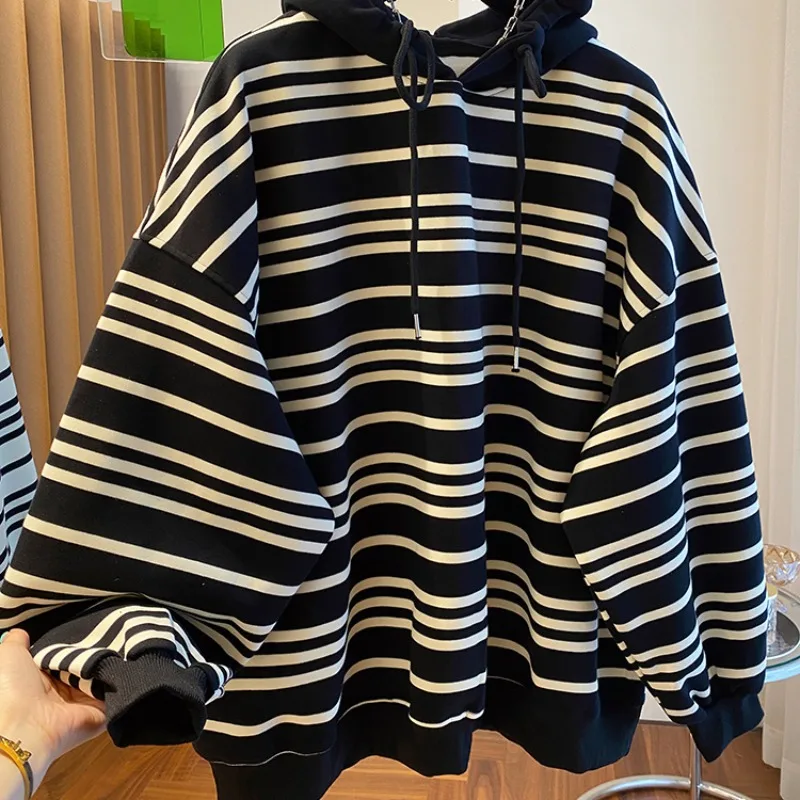 Autumn Pullover Top Women Korean Fashion Loose Casual Striped Oversized Hoodie Women's Long Sleeve Clothes Winter Clothes Women
Autumn Pullover Top Women Korean Fashion Loose Casual Striped Oversized Hoodie Women's Long Sleeve Clothes Winter Clothes Women