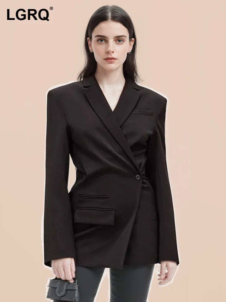 LGRQ Women's Diagonal Collar Shoulder Pad Blazer Fashion Long Sleeve Lapel Lower Waist Suit Jackets 2024 Autumn New Clothing
LGRQ Women's Diagonal Collar Shoulder Pad Blazer Fashion Long Sleeve Lapel Lower Waist Suit Jackets 2024 Autumn New Clothing