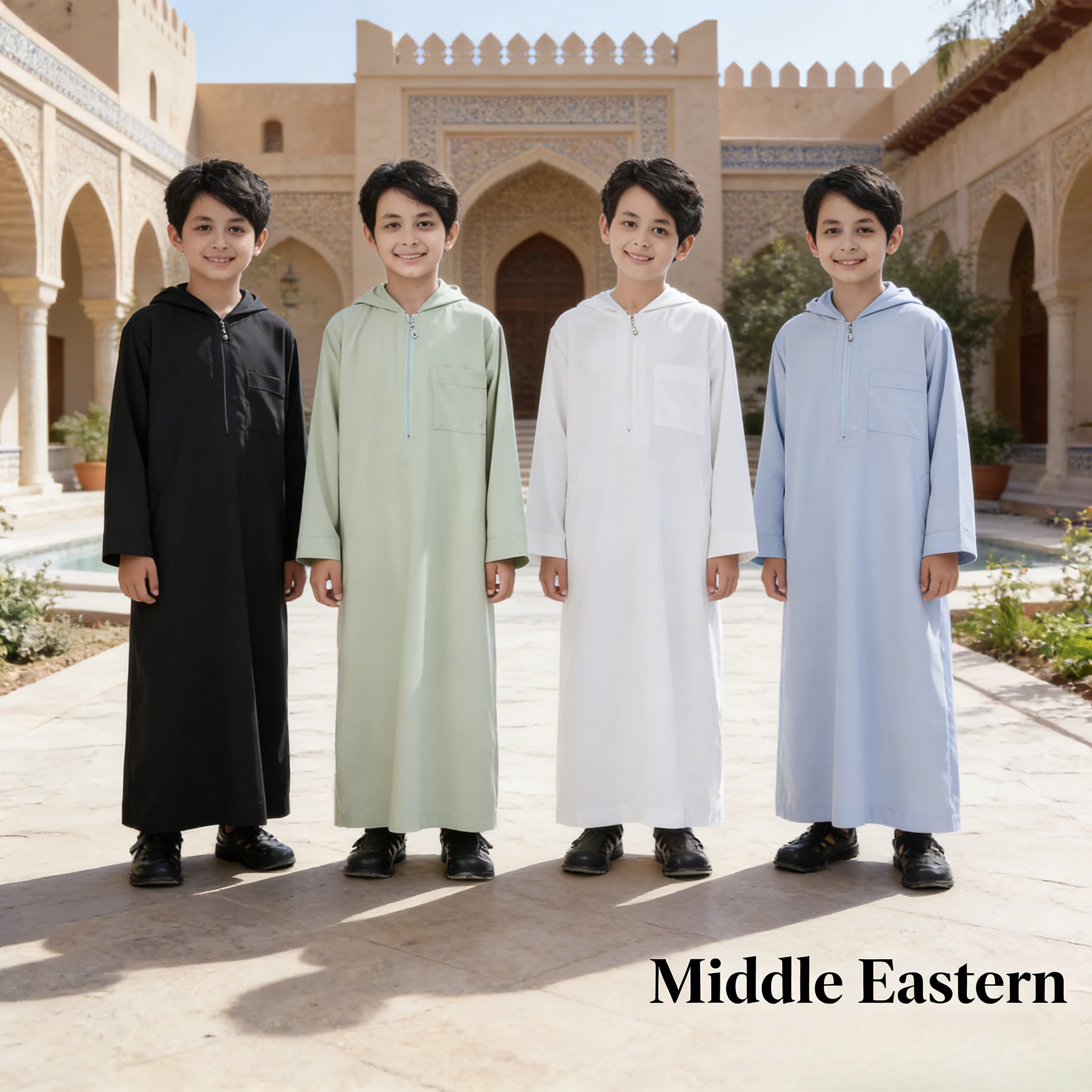 Kids Middle East Hooded Robe Saudi Dubai Turkish Style Traditional Ethnic Clothing Boys Cultural Festival Performance Outfit
Kids Middle East Hooded Robe Saudi Dubai Turkish Style Traditional Ethnic Clothing Boys Cultural Festival Performance Outfit