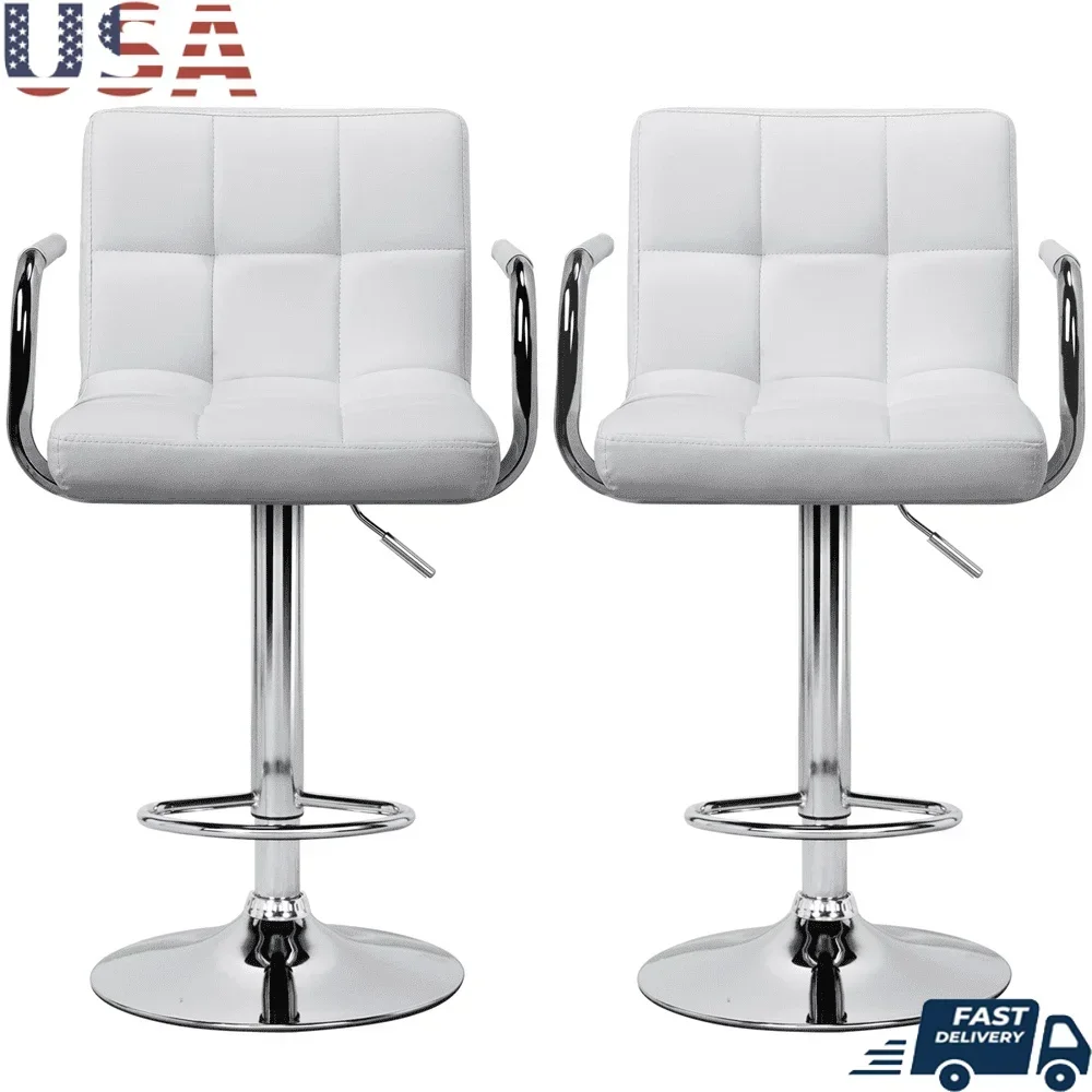 360° Swivel Adjustable Bar Stools Set of 2 Modern Faux Leather Chairs with Armrests Footrest Kitchen Restaurant
360° Swivel Adjustable Bar Stools Set of 2 Modern Faux Leather Chairs with Armrests Footrest Kitchen Restaurant