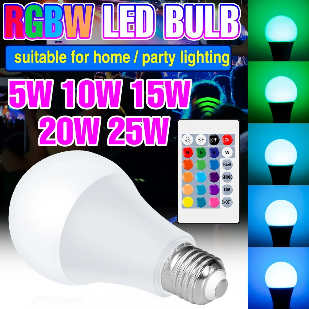 25W RGB LED Light Bulb E27/E26 Smart Dimming Atmosphere Bulbs 220V Home Decor Chandelier 110V Ceiling Lamp IR Remote Control
25W RGB LED Light Bulb E27/E26 Smart Dimming Atmosphere Bulbs 220V Home Decor Chandelier 110V Ceiling Lamp IR Remote Control