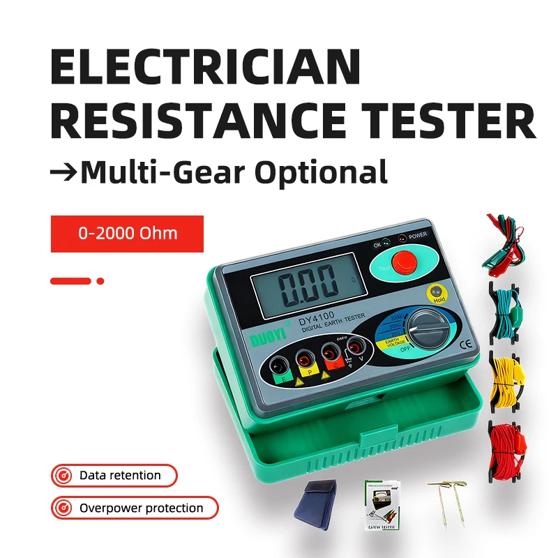 Electrician-Specific Resistance Tester DY4100 - Digital Earth Ground Meter 0-2000 Ohm Megohmmeter Inspection Tool High Precision
Electrician-Specific Resistance Tester DY4100 - Digital Earth Ground Meter 0-2000 Ohm Megohmmeter Inspection Tool High Precision