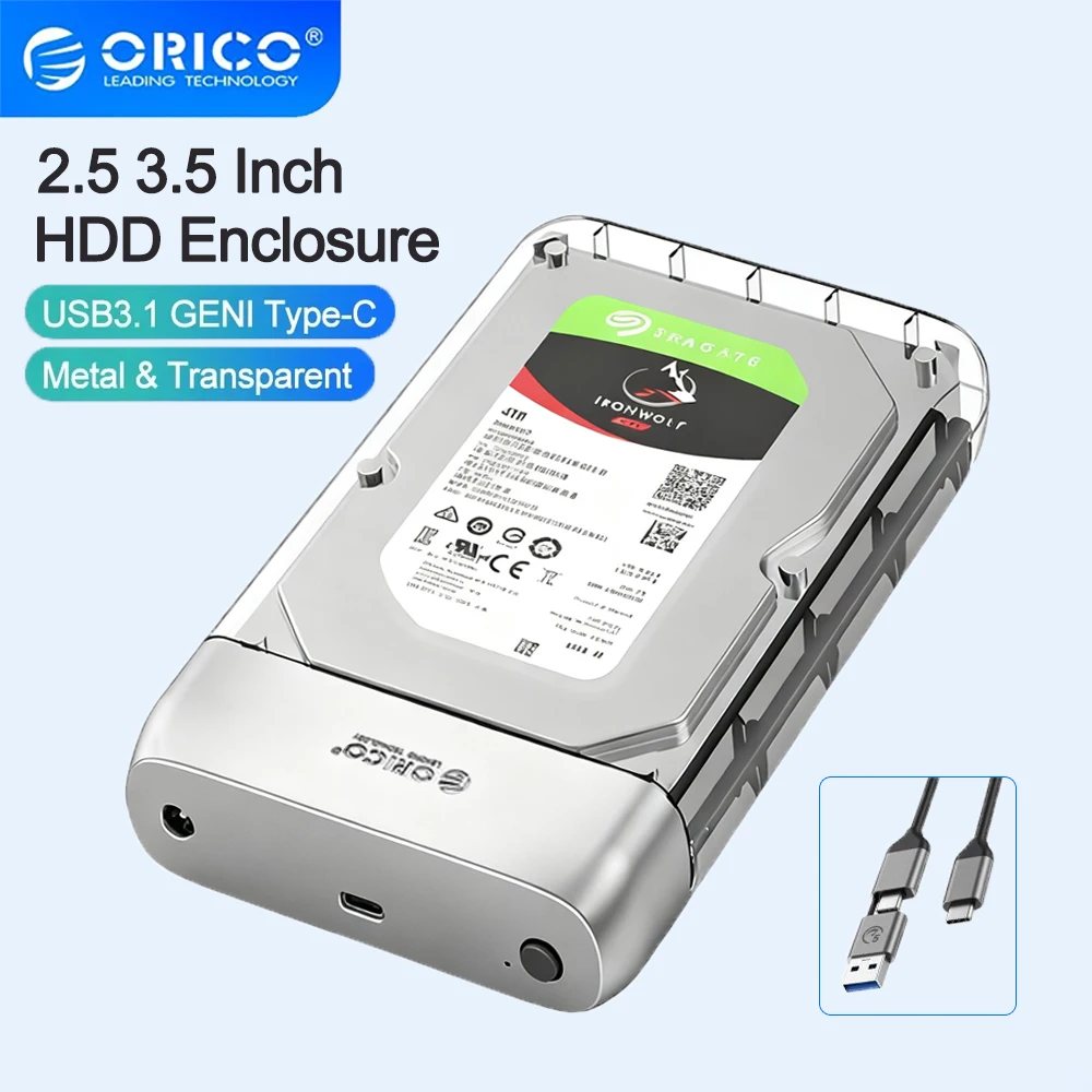 ORICO 2.5/3.5 Inch HDD Enclosure Type-C USB3.1 Gen2 Adapter for 2.5'' 3.5'' SSD Disk Case Hard Drive Enclosure Docking Station
ORICO 2.5/3.5 Inch HDD Enclosure Type-C USB3.1 Gen2 Adapter for 2.5'' 3.5'' SSD Disk Case Hard Drive Enclosure Docking Station