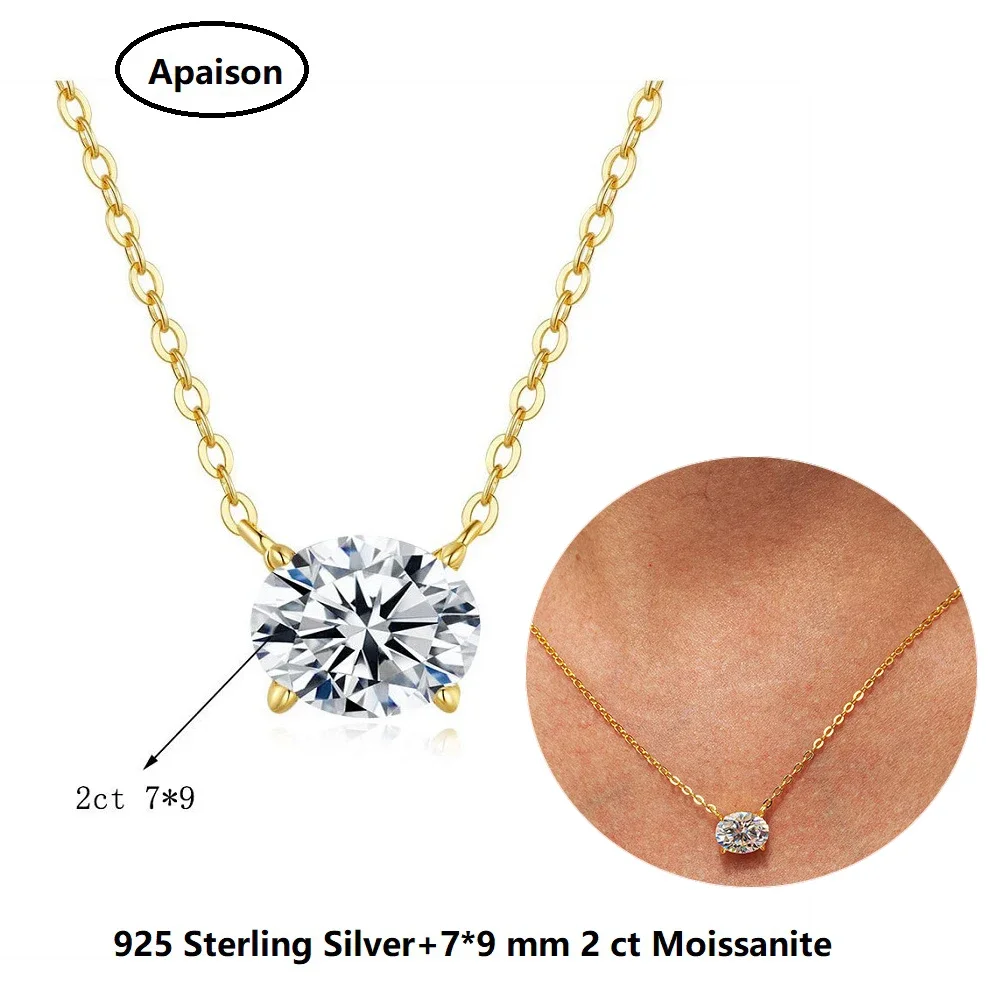 Apaison Shiny 2 ct Oval Moissanite Pendant Necklace For Women 14K Gold Plated Chain Engagement Party Girl Fine Jewelry
Apaison Shiny 2 ct Oval Moissanite Pendant Necklace For Women 14K Gold Plated Chain Engagement Party Girl Fine Jewelry
