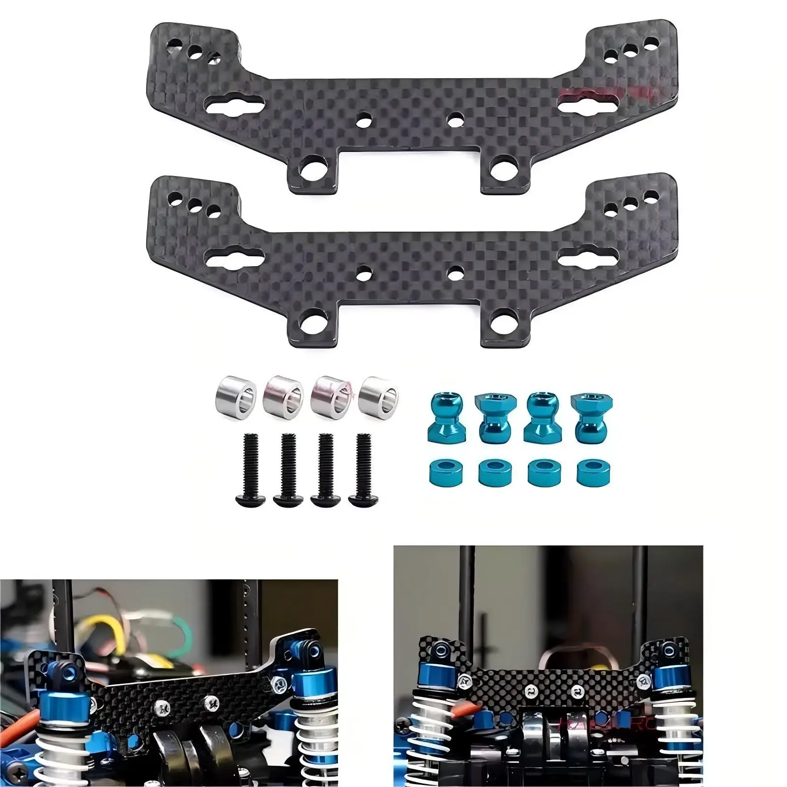 Carbon Fiber Shock Tower Upgrade for Tamiya TT02 TT02R - Front & Rear Set Fits 65mm 70mm Long Damper Upgraded Accessories
Carbon Fiber Shock Tower Upgrade for Tamiya TT02 TT02R - Front & Rear Set Fits 65mm 70mm Long Damper Upgraded Accessories