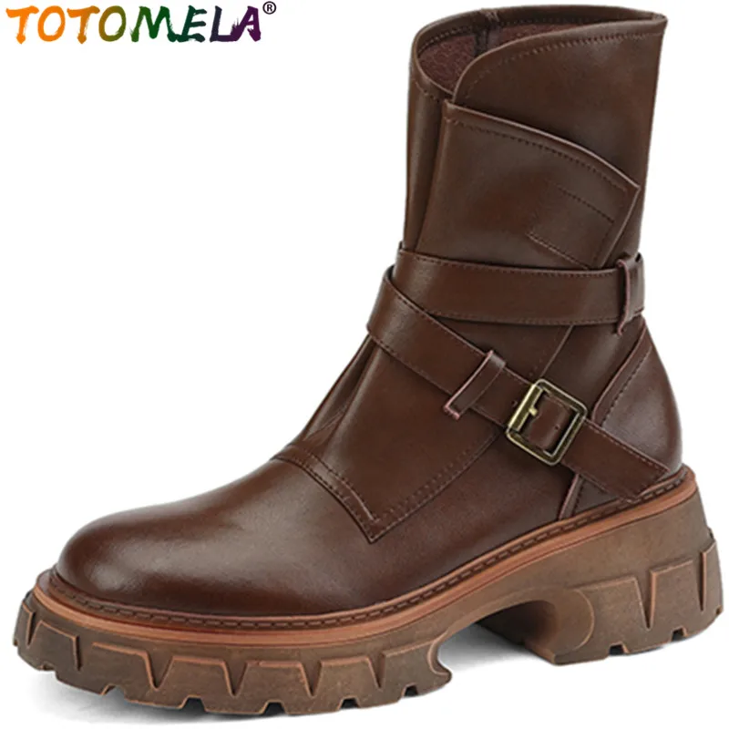 TOTOMELA 2022 New Zipper Vintage Ankle Boots Genuine Leather Women Boots Winter Thick High Heels Dress Platform Shoes
TOTOMELA 2022 New Zipper Vintage Ankle Boots Genuine Leather Women Boots Winter Thick High Heels Dress Platform Shoes