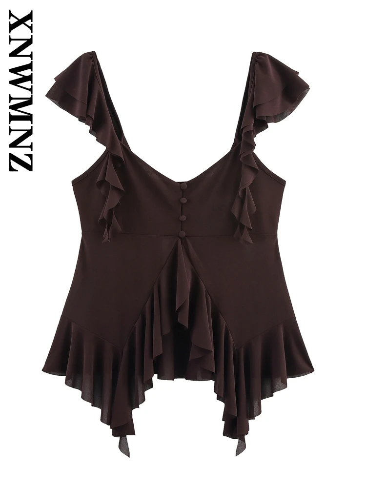 XNWMNZ 2025 Summer New Female Chic Fashion Sleeveless wide shoulder strap Backless Top club Party Woman's BROWN Button Slip Top
XNWMNZ 2025 Summer New Female Chic Fashion Sleeveless wide shoulder strap Backless Top club Party Woman's BROWN Button Slip Top