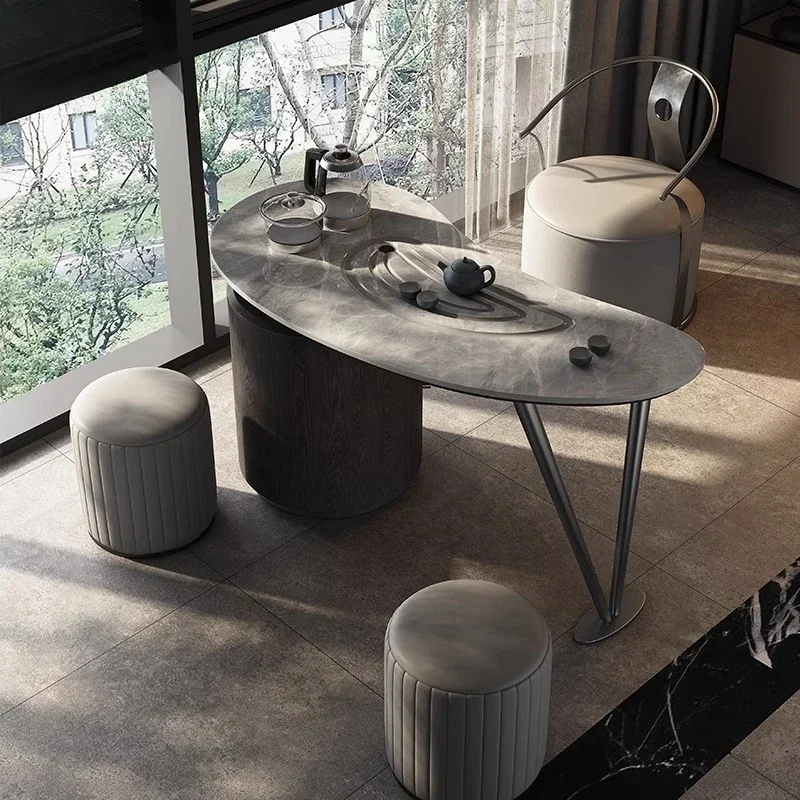 Modern simple light luxury high-end leisure rock slab tea table and chair combination
Modern simple light luxury high-end leisure rock slab tea table and chair combination
