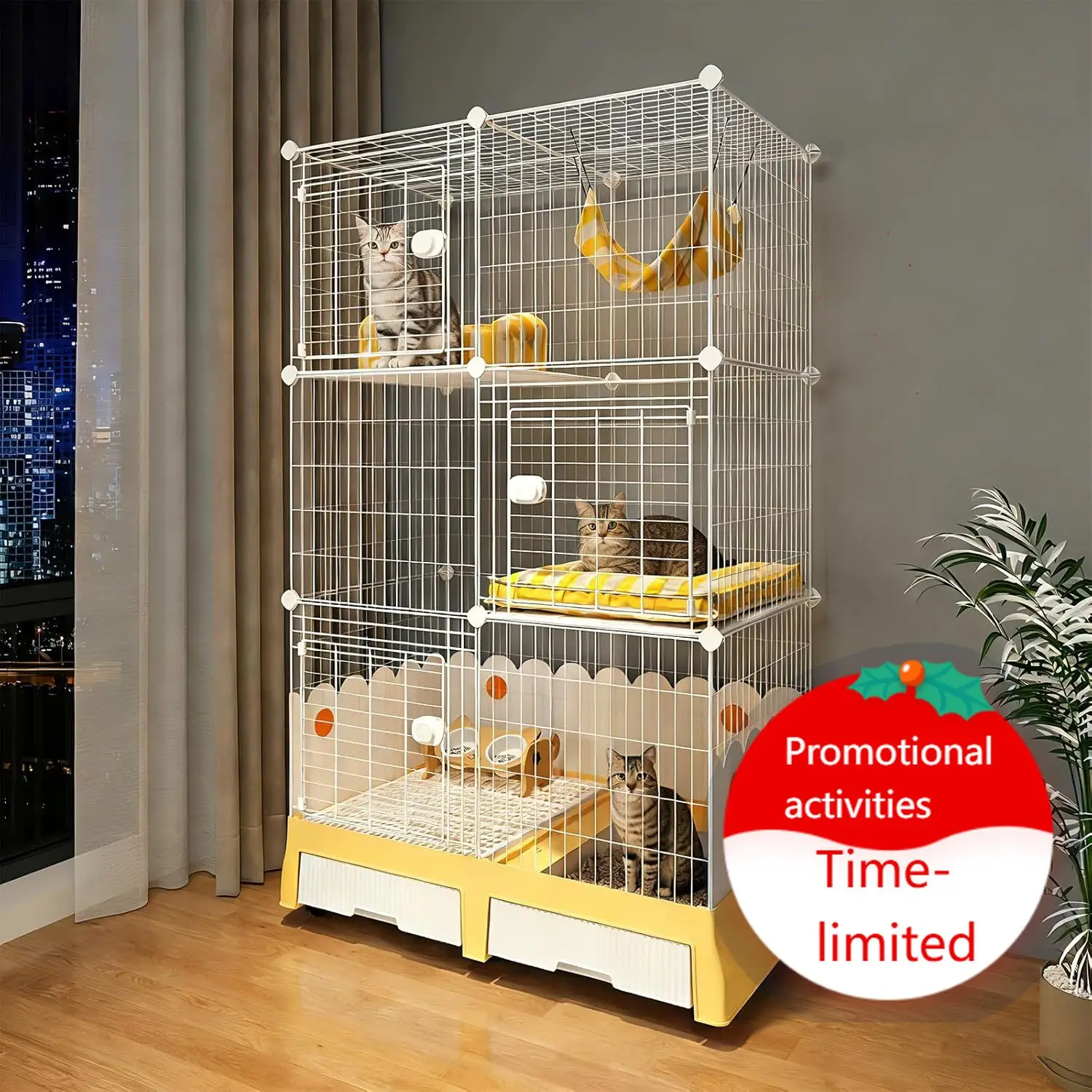 Large Cat Cage Indoor On Wheels,Cat Enclosure with Litter Box Ideal for 1-3 Cats,35.5" L x 21.6" W x 62.2" H Catio,Kennel for Ca
Large Cat Cage Indoor On Wheels,Cat Enclosure with Litter Box Ideal for 1-3 Cats,35.5" L x 21.6" W x 62.2" H Catio,Kennel for Ca