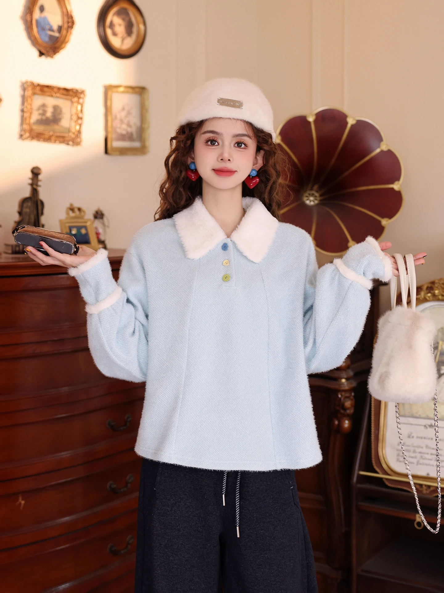 Blue Oversized Hoodie Women's Pullover Winter Slimming Top Chen Jiajie Weibii Book Blue Polyester Fiber Retro Commute Sle
Blue Oversized Hoodie Women's Pullover Winter Slimming Top Chen Jiajie Weibii Book Blue Polyester Fiber Retro Commute Sle