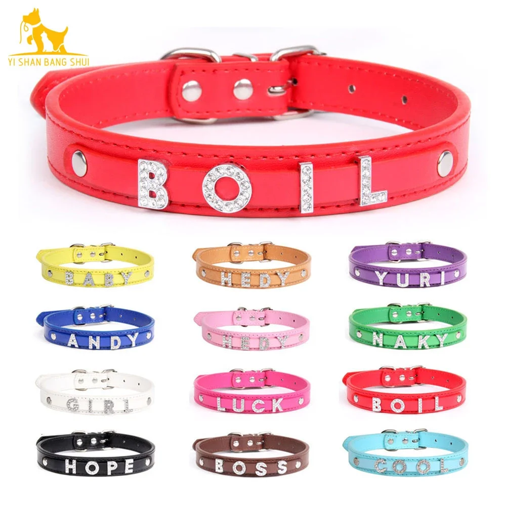 12 Colors Custom ID Name Pet Cat Dog Collar Personalized Leather Puppy Collars for Small Medium Large Dog with Rhinestone Letter
12 Colors Custom ID Name Pet Cat Dog Collar Personalized Leather Puppy Collars for Small Medium Large Dog with Rhinestone Letter