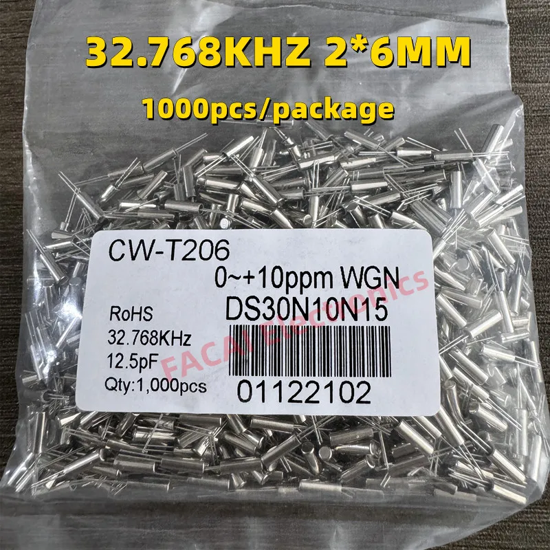 1000pcs/lot 32.768KHz 32.768 KHZ 32.768K Frequency Resonator Oscillator Quartz Crystal Cylender 2*6mm
1000pcs/lot 32.768KHz 32.768 KHZ 32.768K Frequency Resonator Oscillator Quartz Crystal Cylender 2*6mm